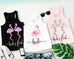 BRIDE & BRIDE'S FLOCK FLOWY FLAMINGO WEDDING TANK TOPS