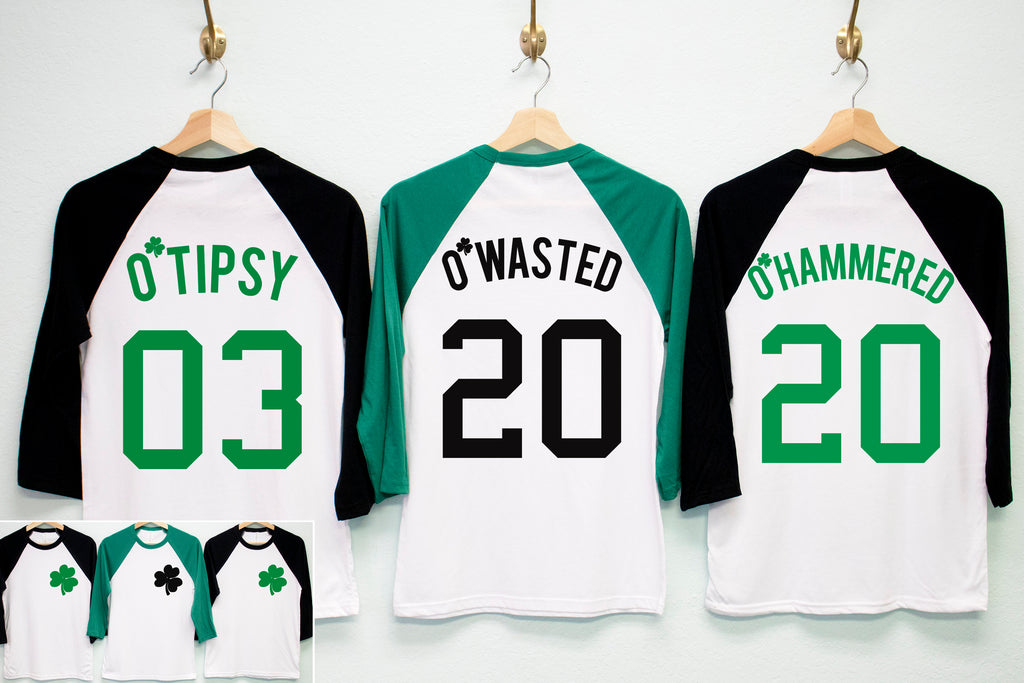 O'WASTED St. Patrick's Day Shirt Unisex Baseball Tee - 6 Names to Pick