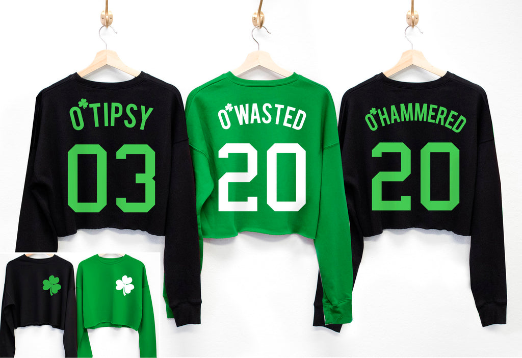 O'Wasted St. Patrick's Day Cropped Sweater - 6 Names to Pick