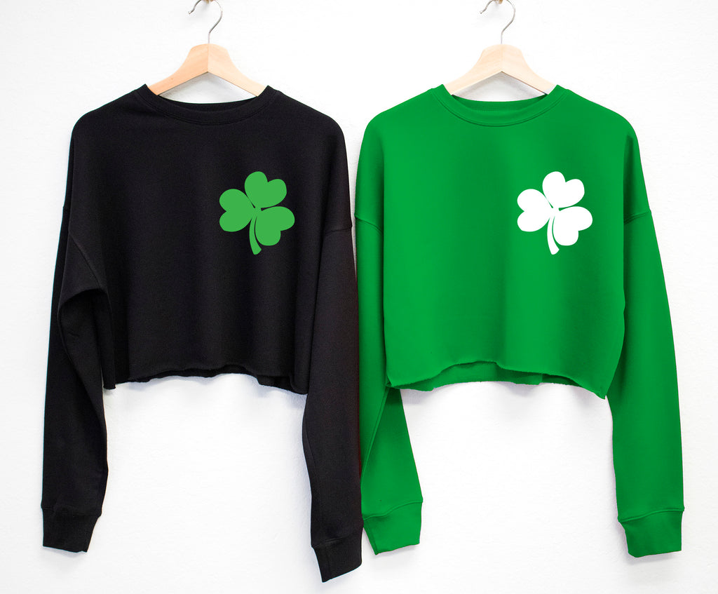 SHAMROCK POCKET PRINT St. Patrick's Day Cropped Sweater
