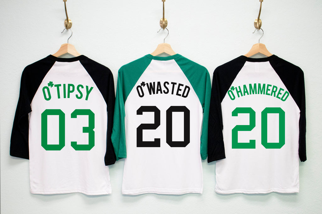 O'WASTED St. Patrick's Day Shirt Unisex Baseball Tee - 6 Names to Pick