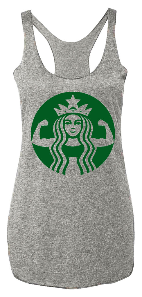 STARBUFF Parody Original Tank Top - Heather Gray with Kelly Green Print