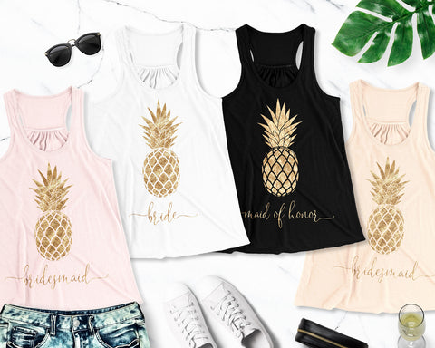 GOLD PINEAPPLE BRIDAL TANK TOP - PICK COLOR