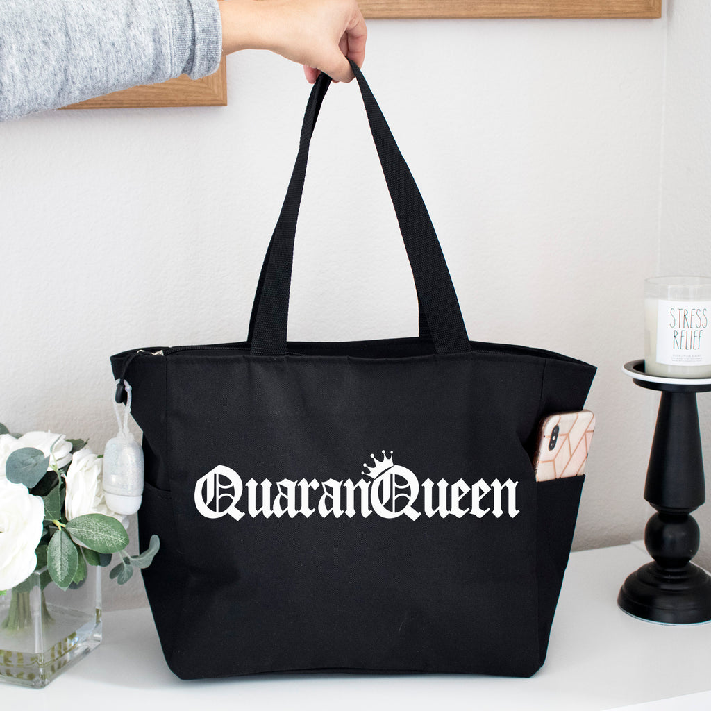 QuaranQueen Grocery Zipper Tote Bag