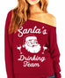 SANTA'S DRINKING TEAM Christmas Slouchy Sweatshirt Wine Version - Scarlet
