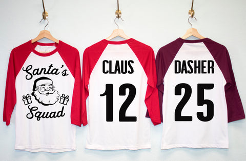 SANTA'S SQUAD CUSTOM Christmas Shirts - Pick Name & Number