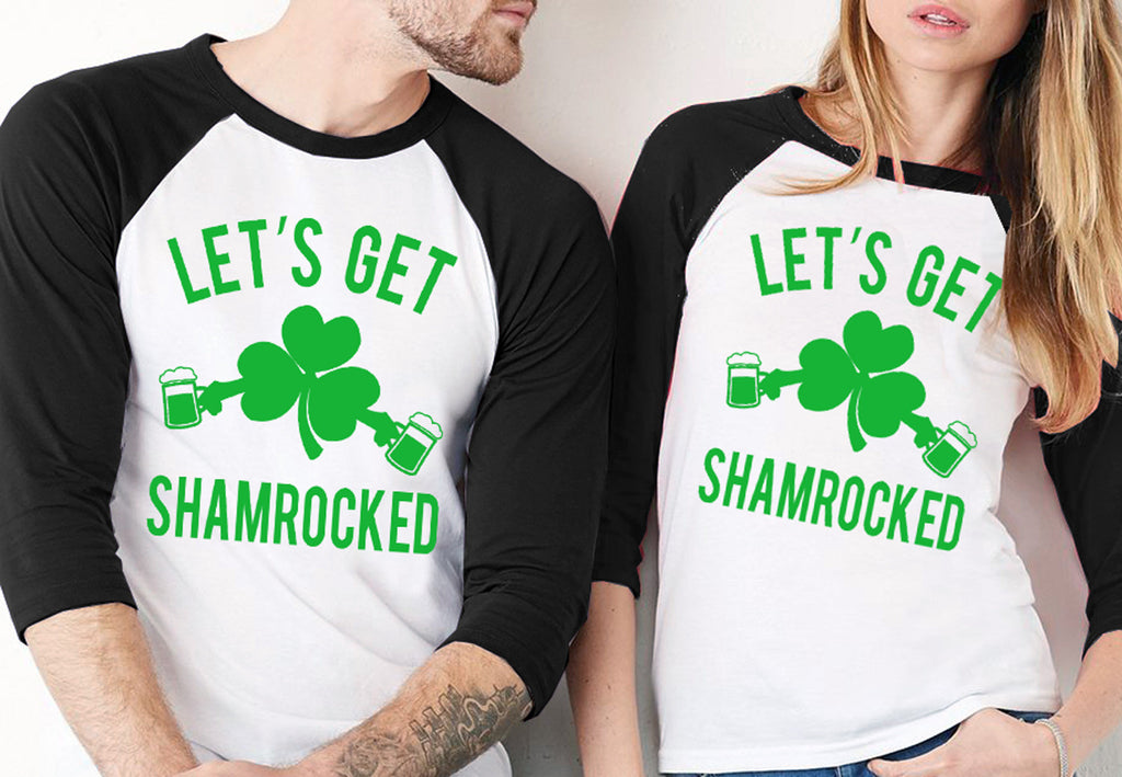 Let's Get Shamrocked St. Pattys Day Baseball Tees Unisex Sizes