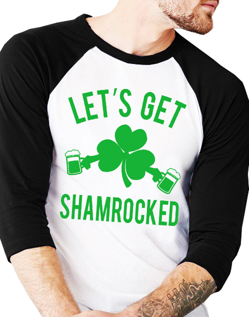 Let's Get Shamrocked St. Pattys Day Baseball Tees Unisex Sizes