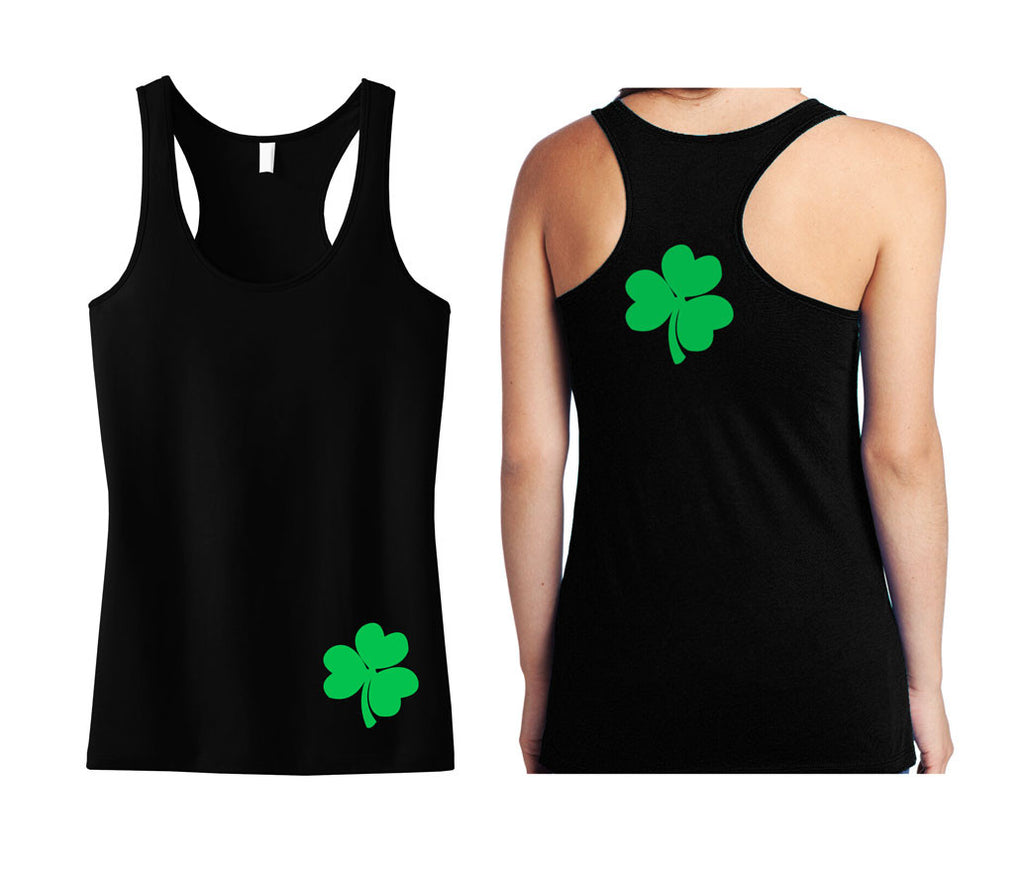 St. Patty's Shamrocks Front and Back Tank Top - Black