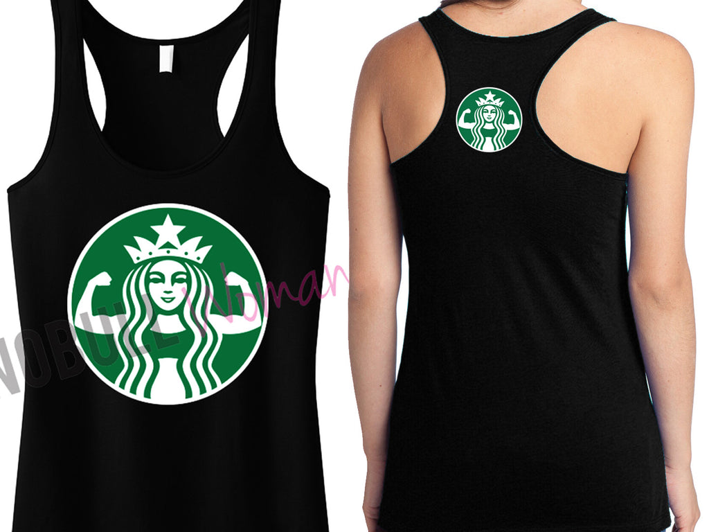 STARBUFF Parody Tank Top Racerback with Mini Logo Back Print