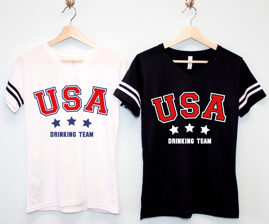 USA DRINKING TEAM Women's V-Neck Shirt
