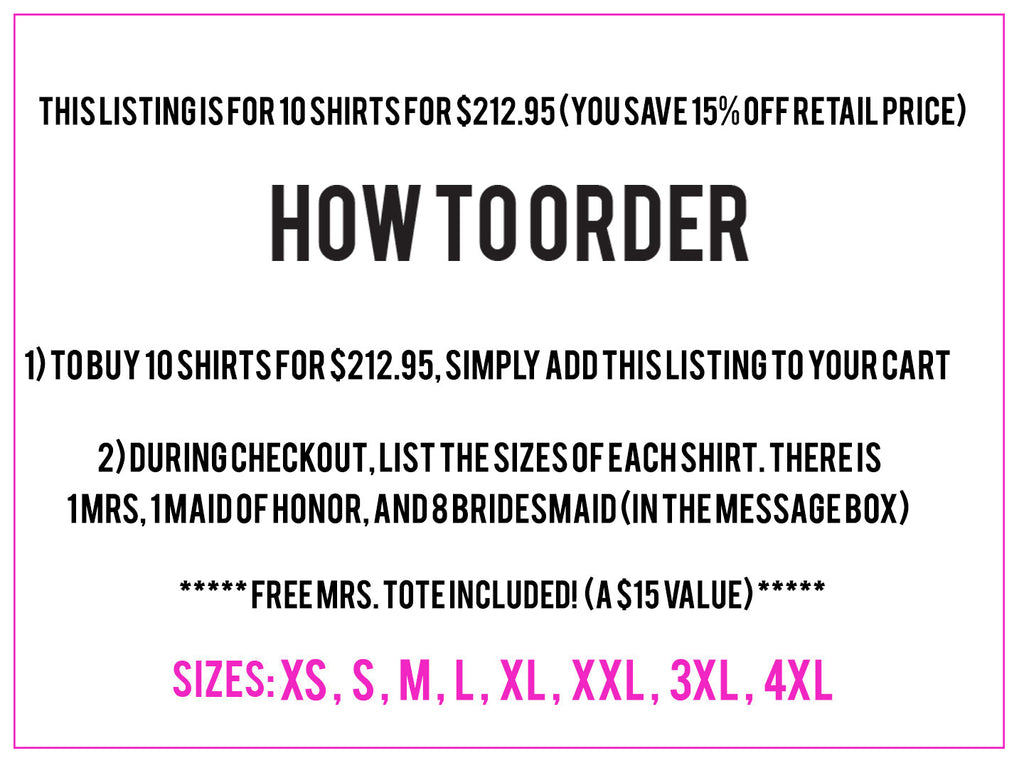 GOLD BRIDAL WEDDING 10 SHIRTS 15% Off Bundle, Mrs Shirt, Bridesmaid shirt, maid of honor shirt
