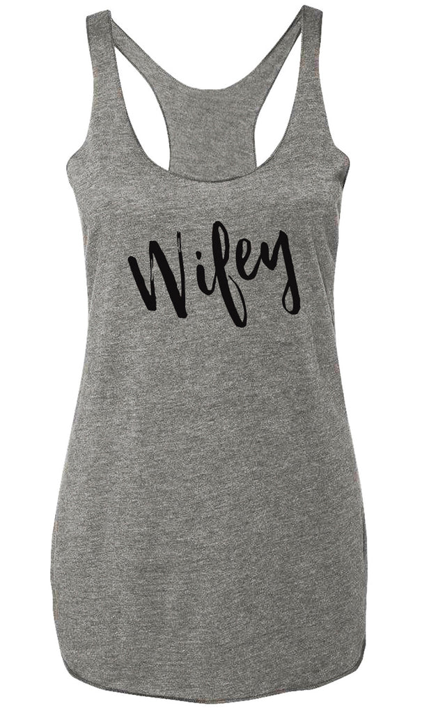WIFEY Gray Tank Top with Black Print