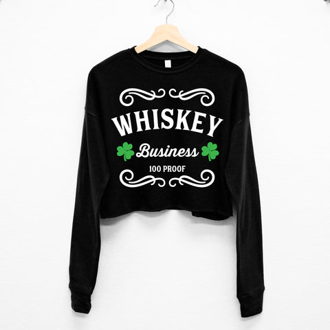 Whiskey Business St. Patrick's Day Cropped Sweater