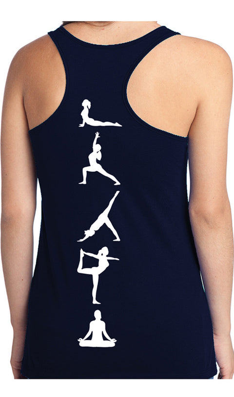 Yoga Poses Tank Top Navy Blue
