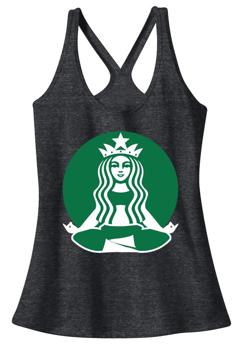 STARBUFF Parody Yoga T-Back Tank Top Charcoal Heather
