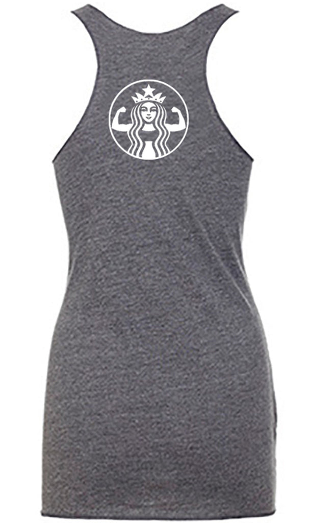 SALE!! STARBUFF Parody MINI LOGO Tank Top Racerback, White Print