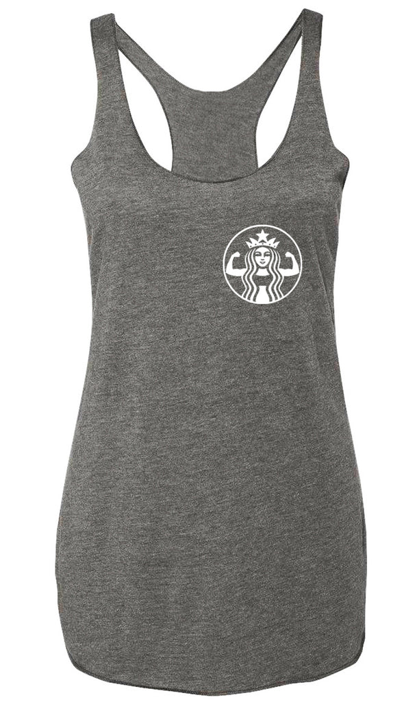 SALE!! STARBUFF Parody MINI LOGO Tank Top Racerback, White Print