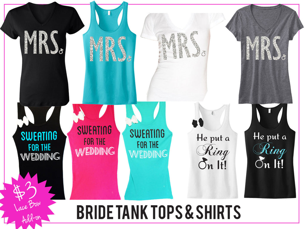 3 Bridal Wedding Shirts 15% OFF Bundle Deal: Mrs Shirt, Bride Shirt, Maid of Honor, Bridesmaid