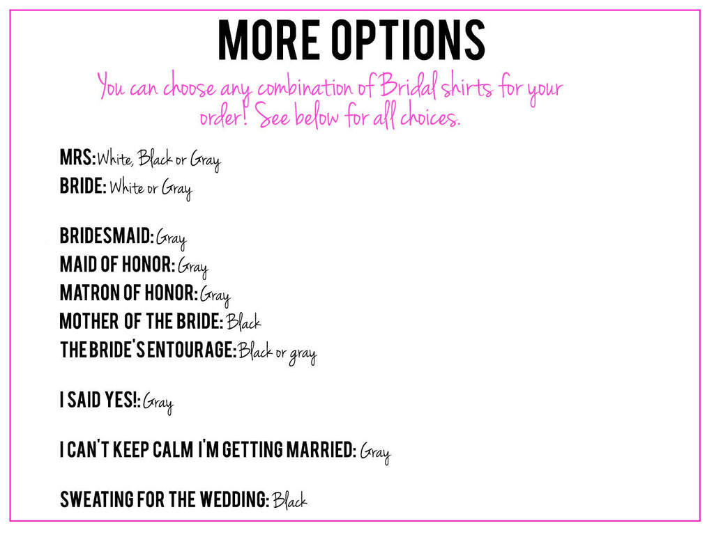 BRIDAL WEDDING 5 SHIRTS 15% Off Bundle, Mrs Shirt, Bridesmaid shirt, maid of honor shirt
