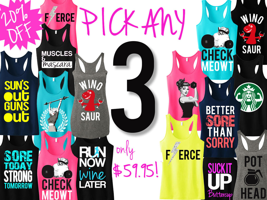 3 WORKOUT Fitness Tank Tops 20% OFF Bundle Deal