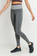 Heather Gray Striped High Waist Leggings with Burgundy Accent