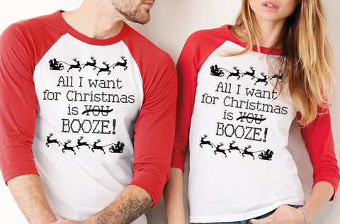 All I Want for Christmas is B00ZE - Unisex Red Baseball Tee