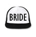 BRIDE Snapback Trucker Hat White with Black Print