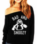 BAD & SNOOZY Sloth Black Off-Shoulder Sweatshirt