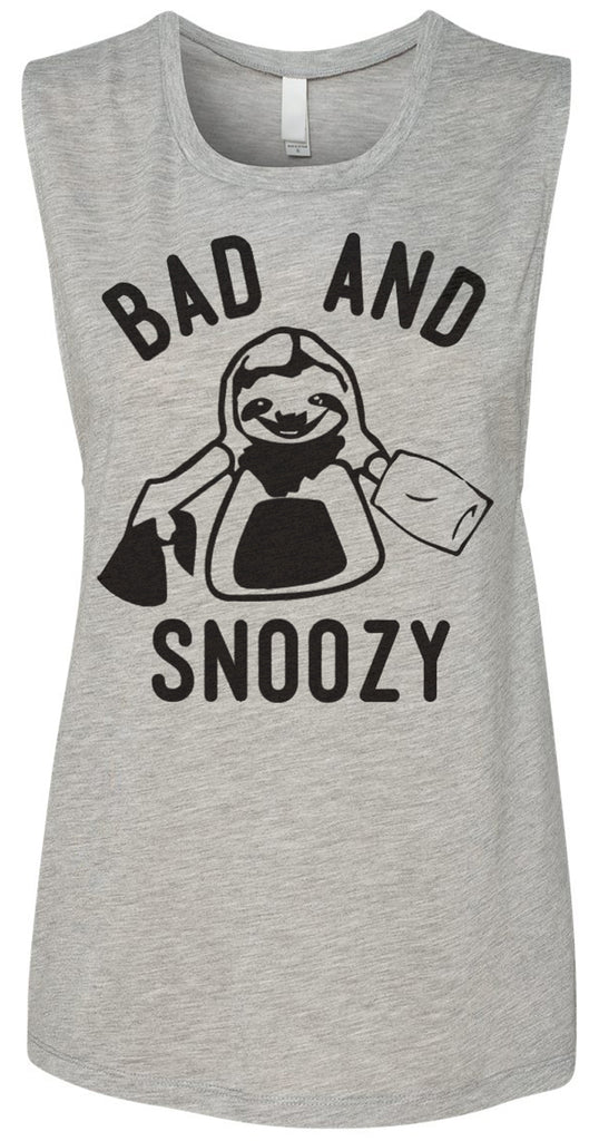 BAD & SNOOZY Sloth Gray Muscle Tank Top