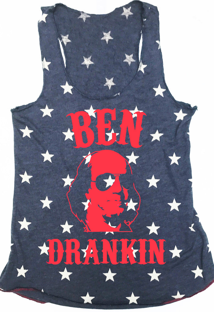 BEN DRANKIN Blue Stars Tank Top with Red Print