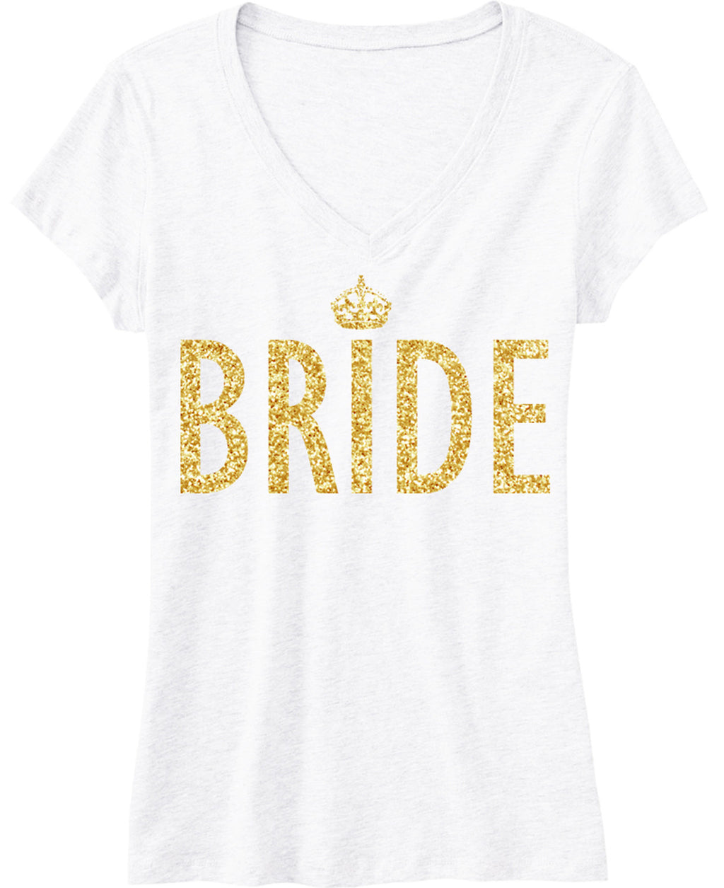BRIDE Gold GLITTER SHIRT White V-neck