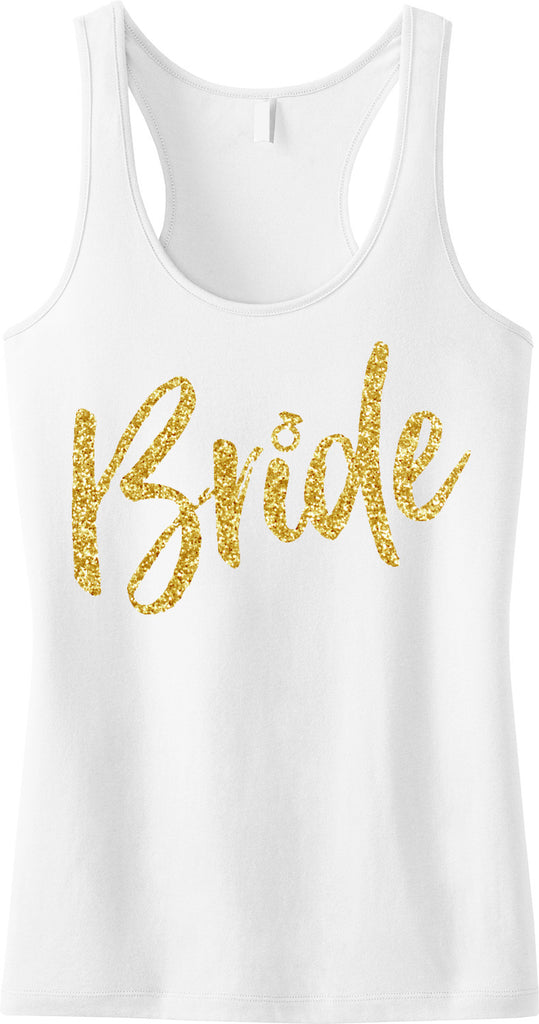 BRIDE Gold Glitter Script Tank Top