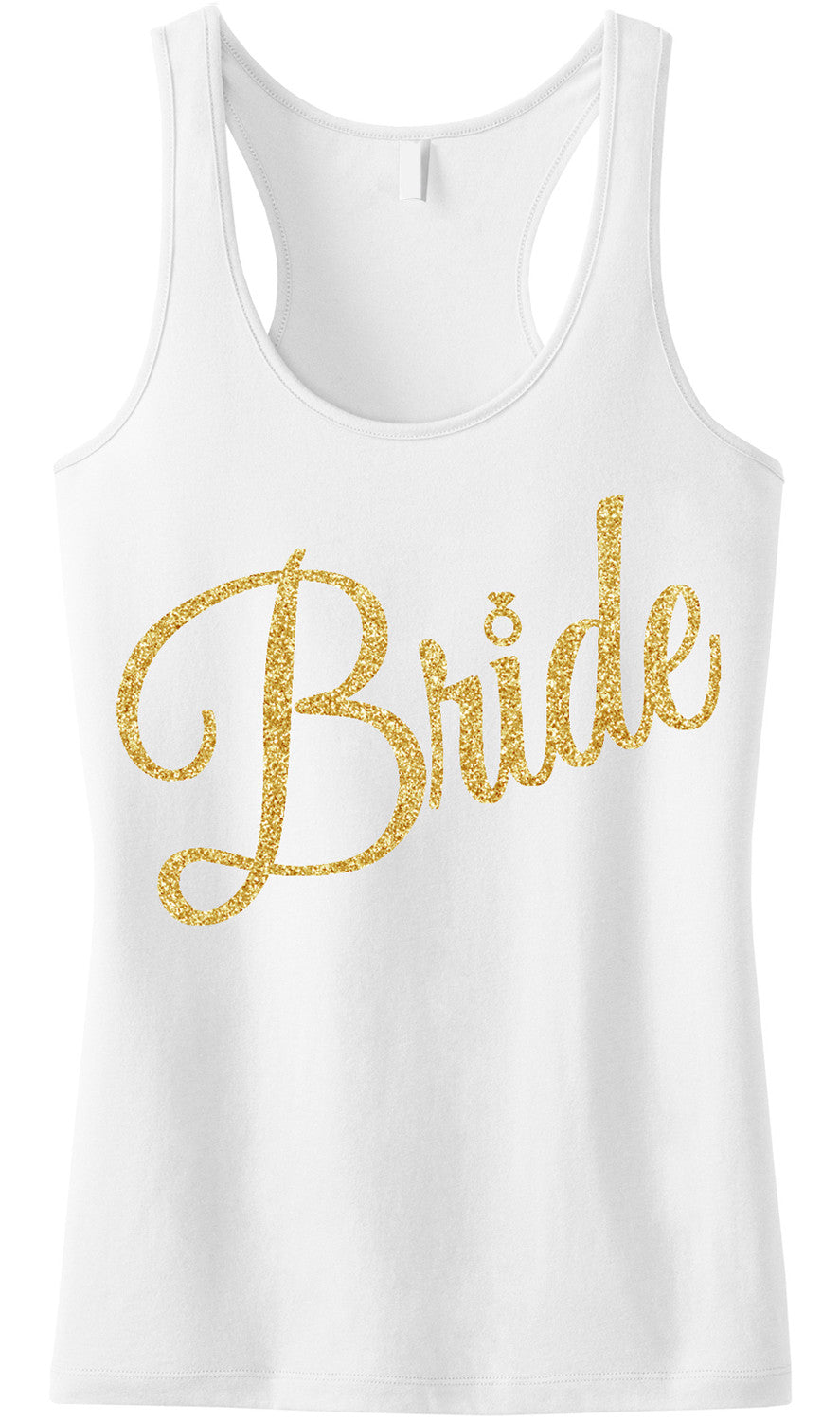 BRIDE Gold Glitter Cursive Tank Top