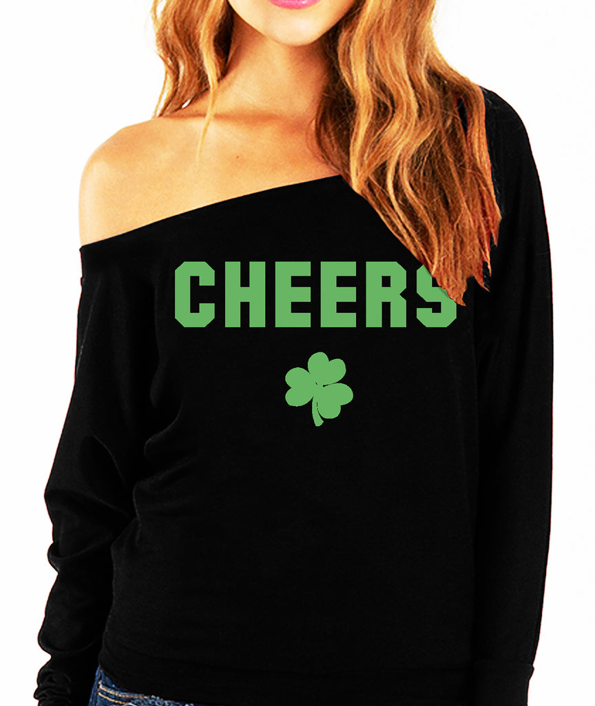 CHEERS St. Patrick's Day Off-Shoulder Sweatshirt