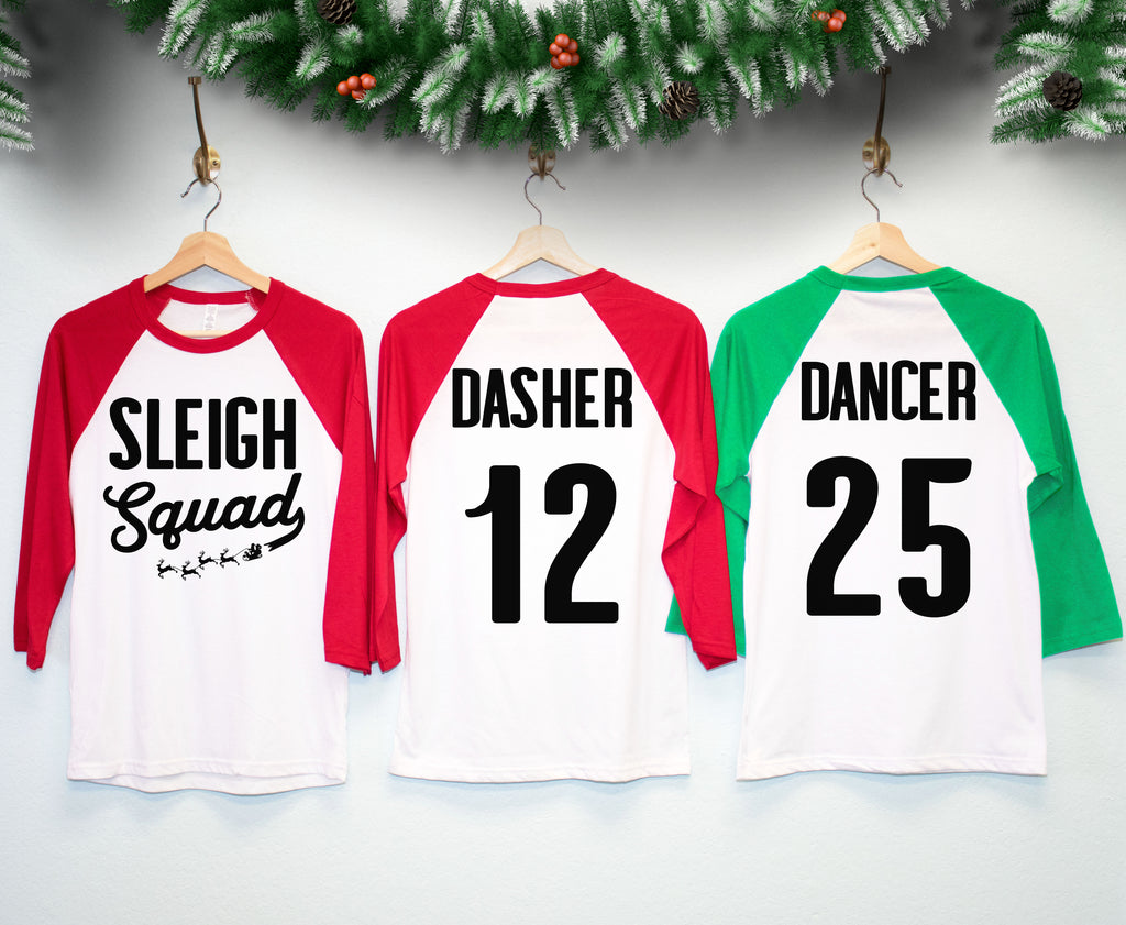 SLEIGH SQUAD CUSTOM Christmas Shirts - Custom Name & Number