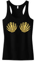 THE MERMAID Sea Shells Black Tank Top with Gold Starfish Back Print
