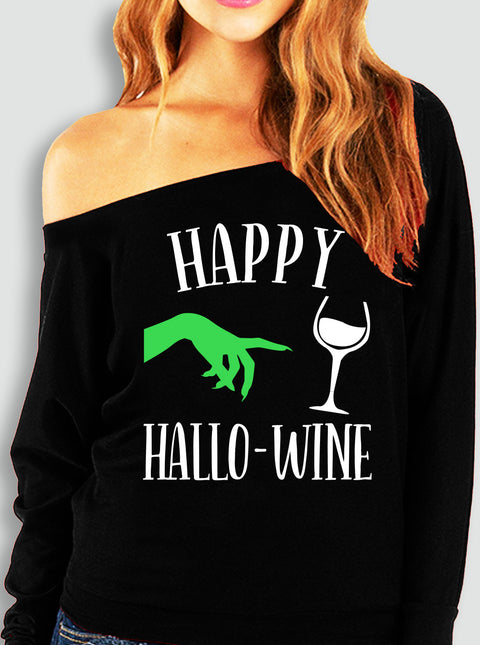Happy HalloWine Witch Off-Shoulder Sweatshirt