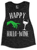 Happy HalloWine Witch Black Marble Muscle Tank Top