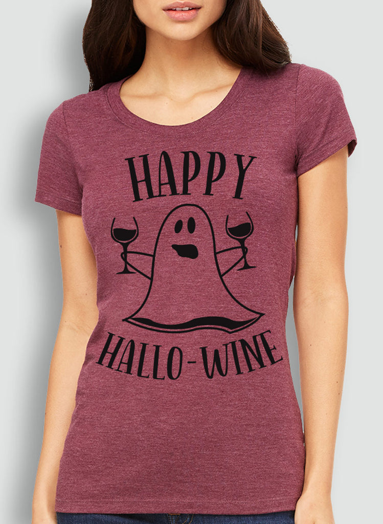 Happy HalloWine Ghost Short Sleeve Tee - Pick Color