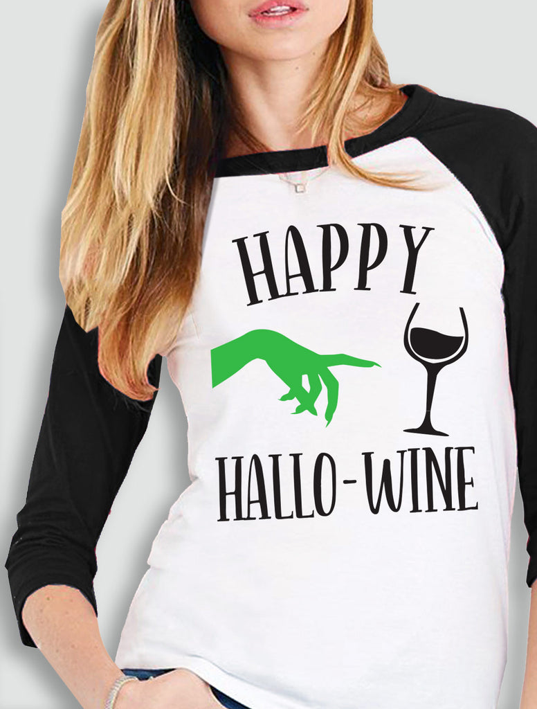 Happy HalloWine Witch Baseball Tee - Pick Color