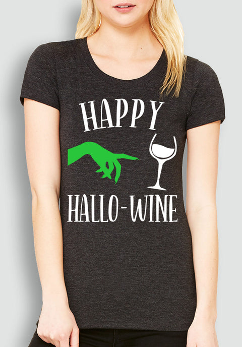 Happy HalloWine Witch Short Sleeve Tee - Pick Color