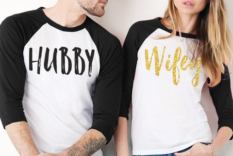 HUBBY & WIFEY GOLD Shirt Baseball Tees Set - PICK COLOR