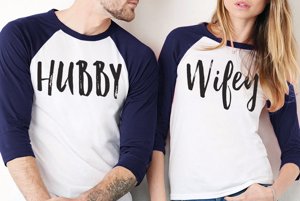 HUBBY & WIFEY SHIRTS Baseball Tees - PICK COLOR