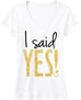 I Said YES! Gold Glitter Bride Shirt White V-neck