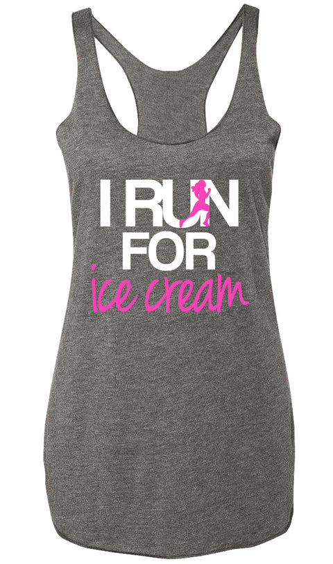 I RUN for Ice Cream Heather Gray Tank Top