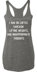 Coffee Sarcasm Lifting & Inappropriate Thoughts Gray Tank Top