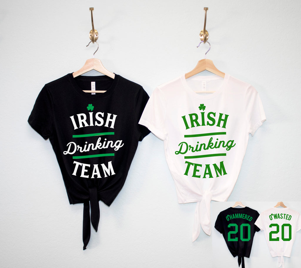 IRISH DRINKING TEAM St. Patrick's Day Crop Top Shirt - 6 Names to Pick