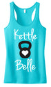 Kettle Belle Workout Tank Top, Teal Racerback