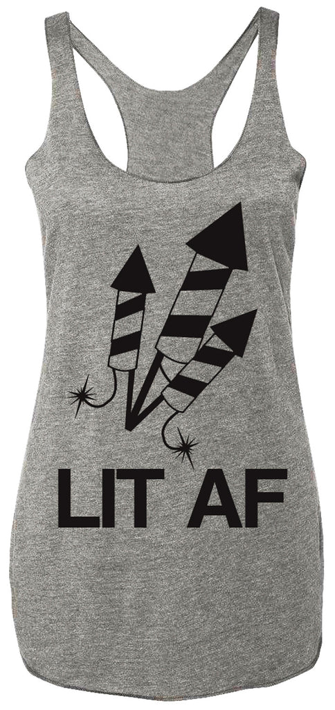 LIT AF 4th of July Tank Top - Heather Gray